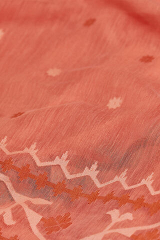 Light Orange Silk Khadi Cotton Bengal Jamdani Saree thumbnail image number null
