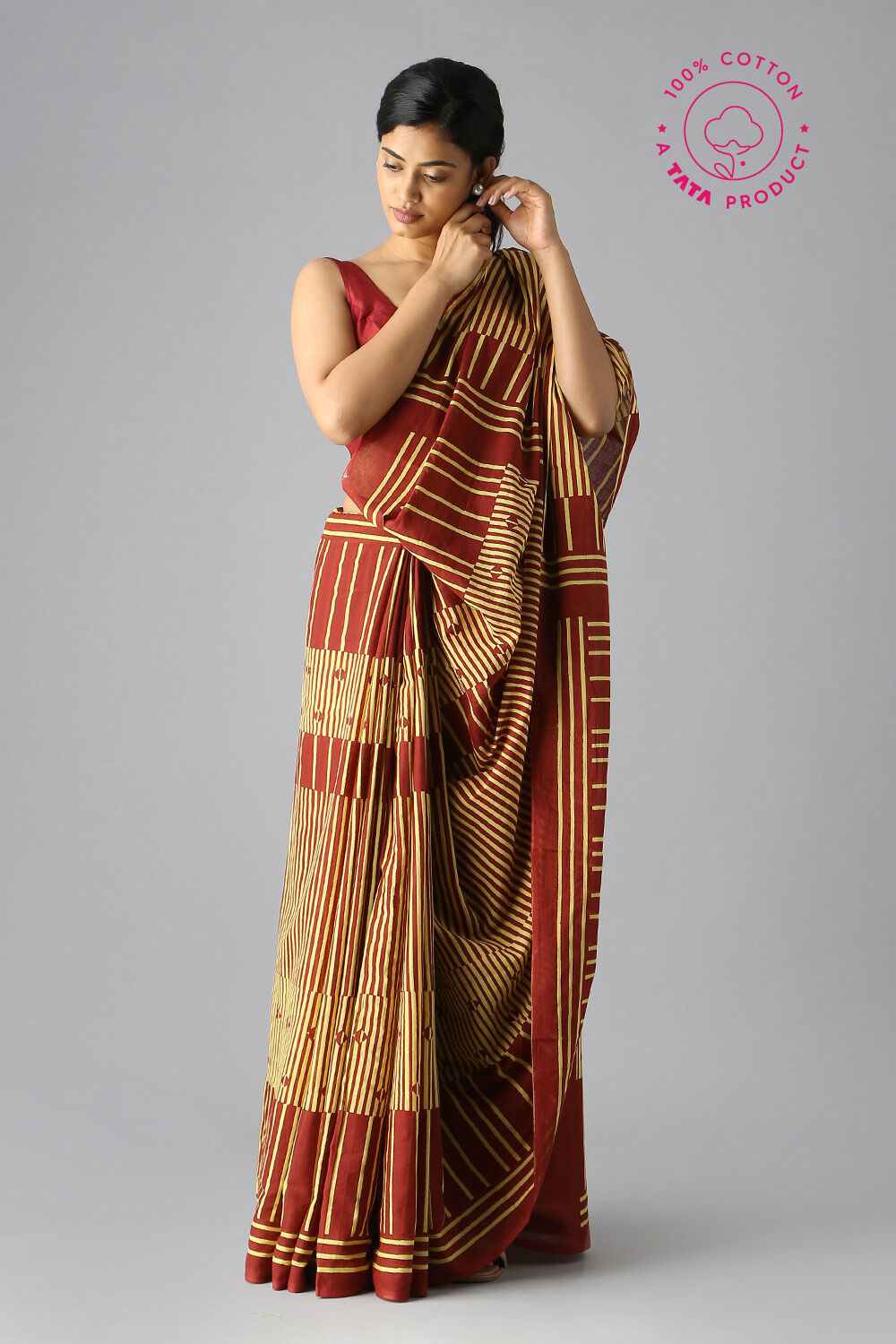 Yellow Pure Cotton Printed Saree image number null