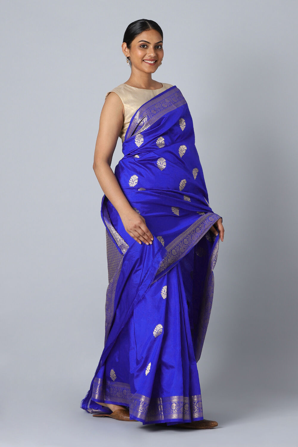 Blue Pure Silk Banarasi Saree image number null