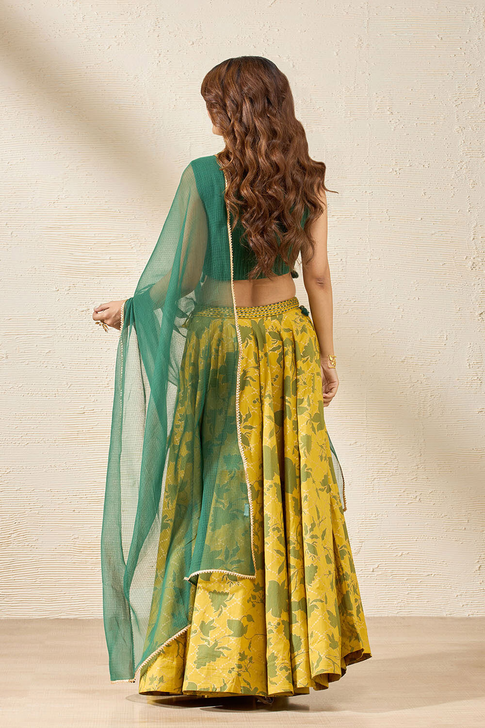 Green Pure Cotton Rajasthan Screen Printed Lehenga image number null