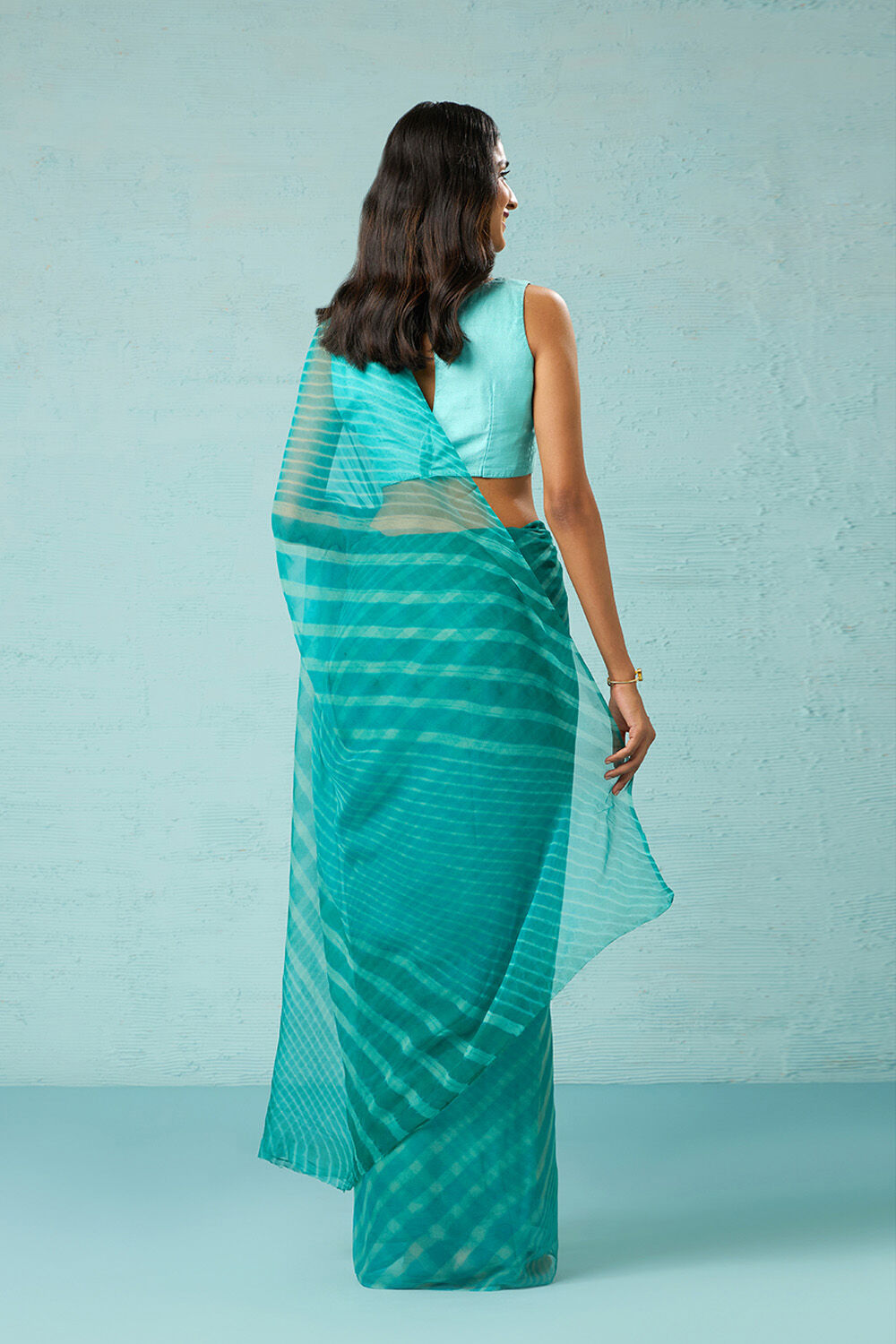 Green Rajasthan Pure Silk Georgette Tie & Dye Leheriya Saree image number null