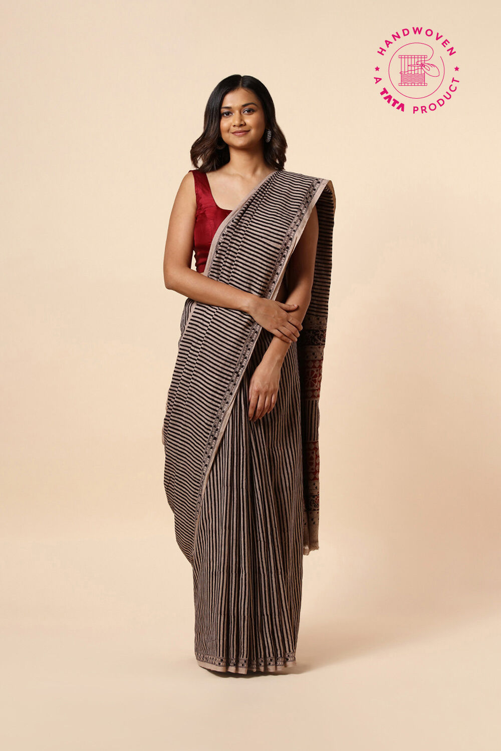 Beige Pure Khadi Cotton Printed Kalamkari Saree image number null