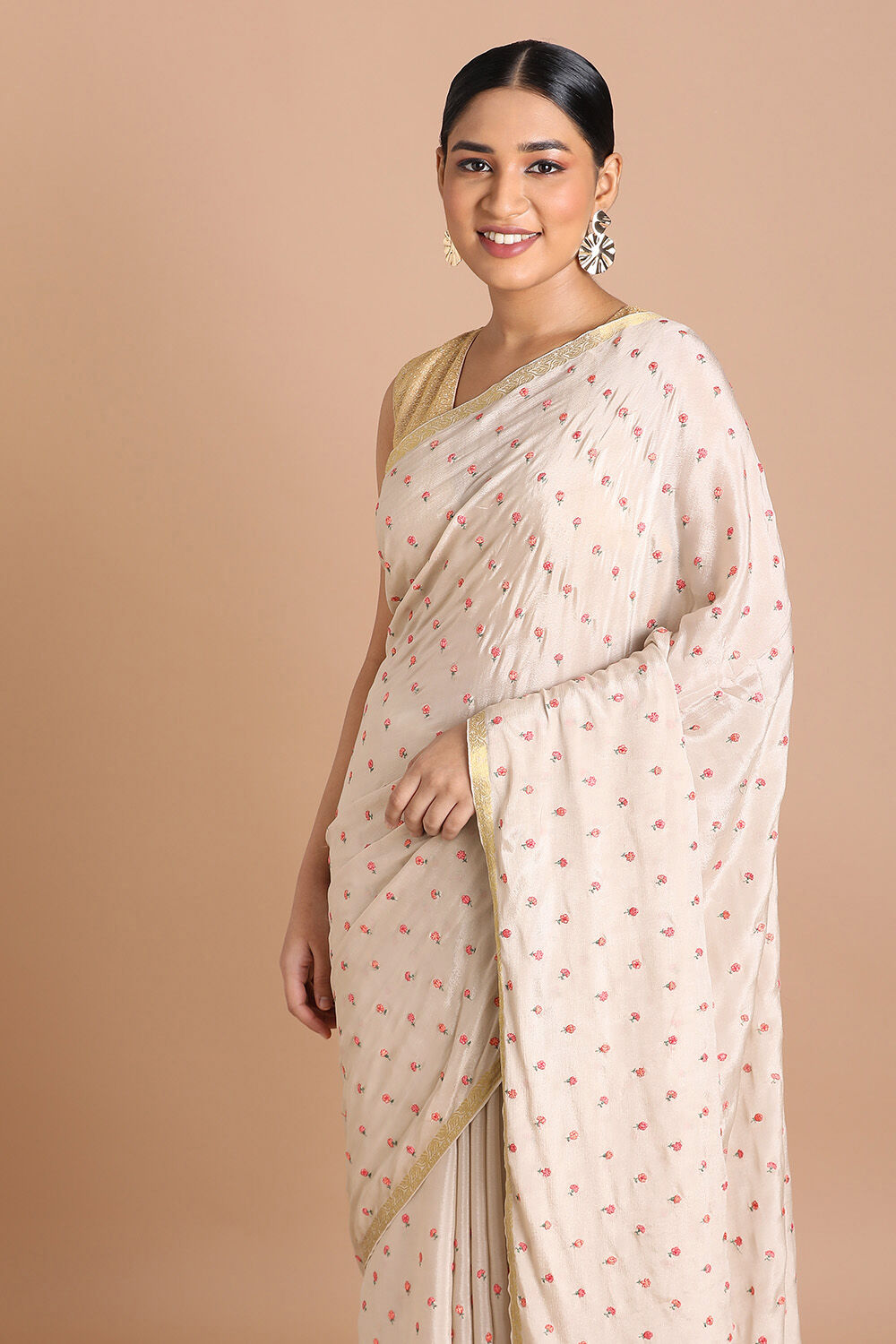 Grey Pure Embroidered Saree image number null