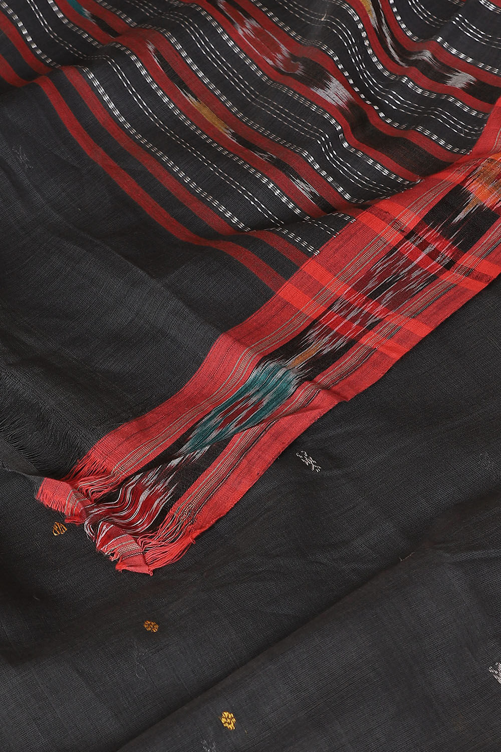 Black Pure Cotton Sambalpuri Ikat Saree image number null