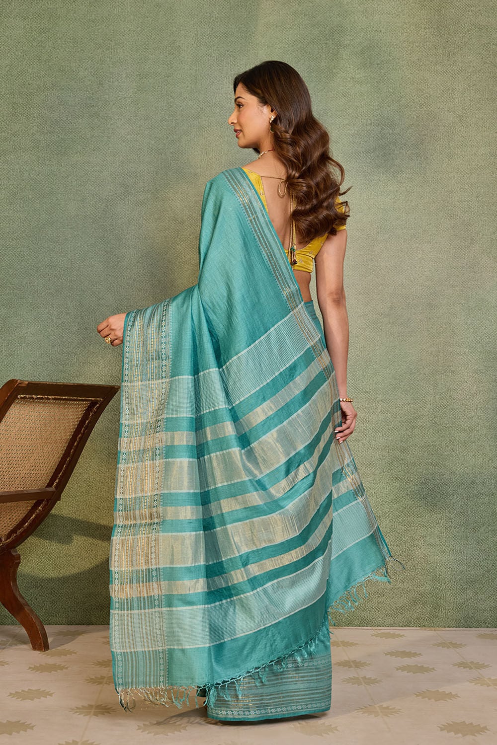 Light Blue Chattisgarh Woven Pure Tussar Silk Saree image number null