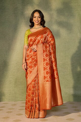 Orange Woven Pure Viscose Saree thumbnail image number null