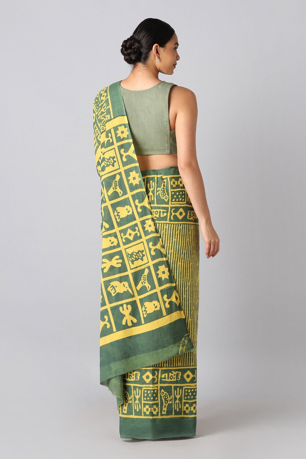 Yellow Pure Cotton Printed Saree image number null