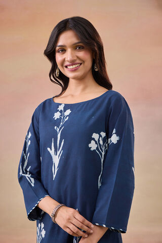 Blue Pure Cotton Dabu Block Printed Kurta Set thumbnail image number null