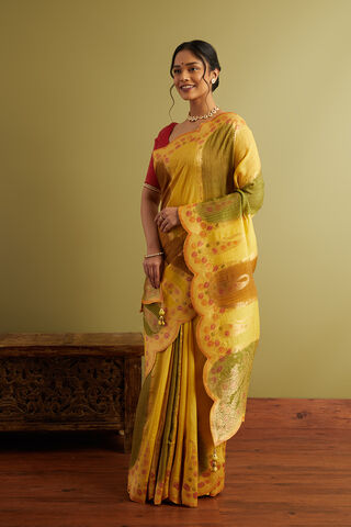 Yellow Woven Viscose Luxe Saree thumbnail image number null