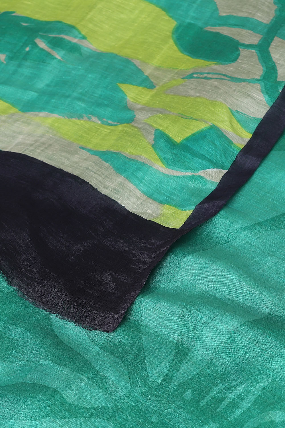 Green Pure Silk Linen Printed Saree image number null