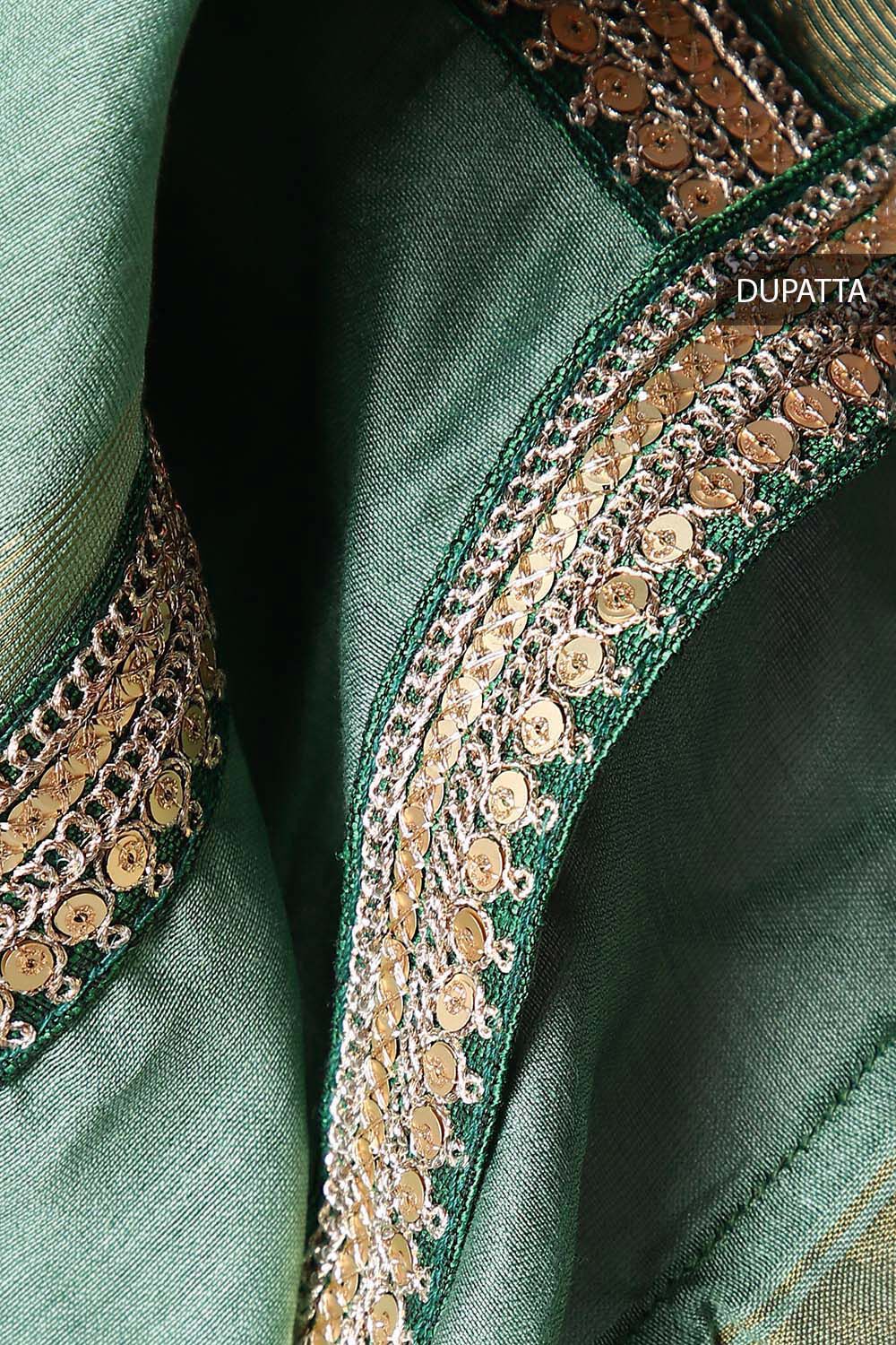 Green Embroidered Silk Cotton Suit image number null