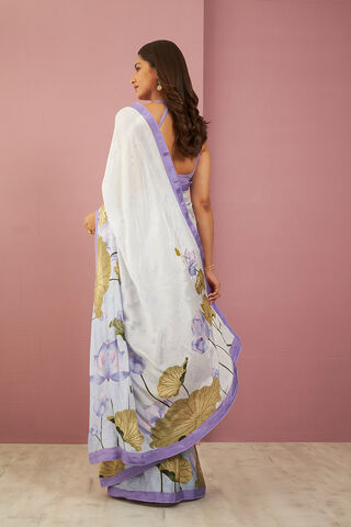 Purple Printed Viscose Crepe Saree thumbnail image number null