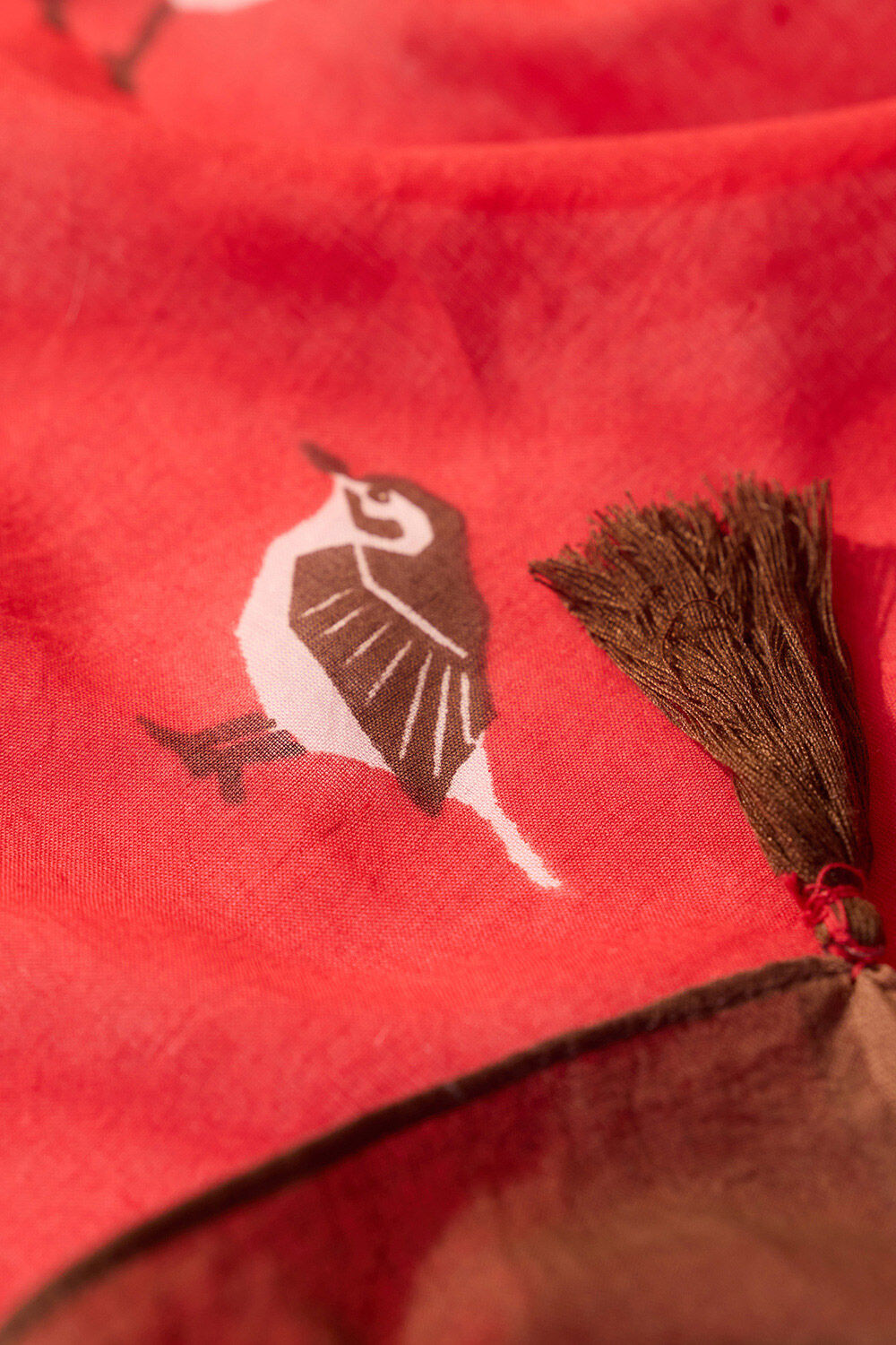 Red Bengal Screen Printed Pure Cotton Mulmul Saree image number null