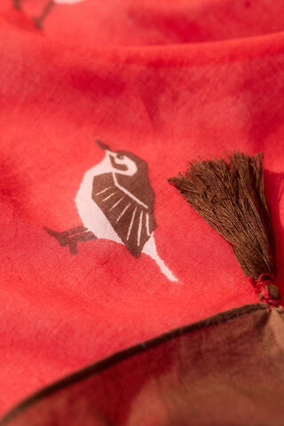 Red Bengal Screen Printed Pure Cotton Mulmul Saree thumbnail image number null