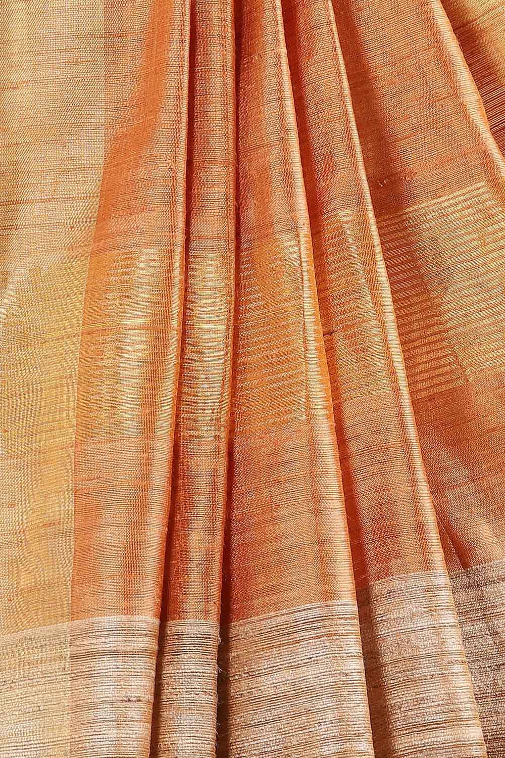 Light Orange Pure Tussar Silk Bhagalpuri Saree image number null