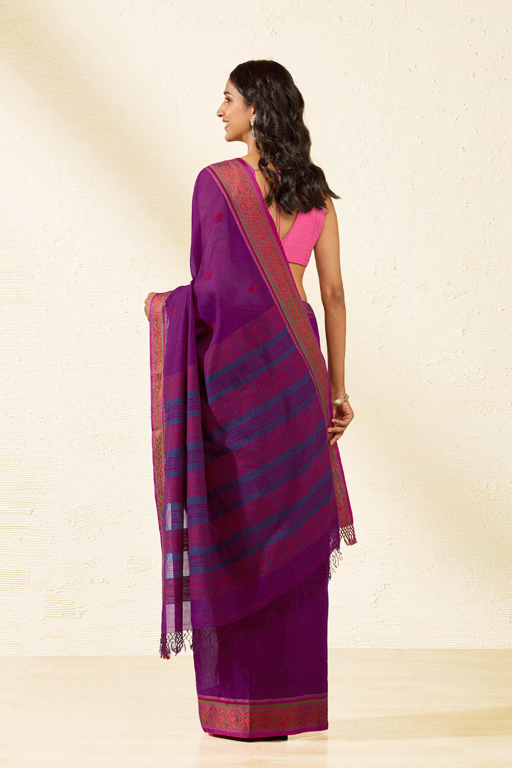 Purple Bengal Pure Cotton Jamdani Saree image number null