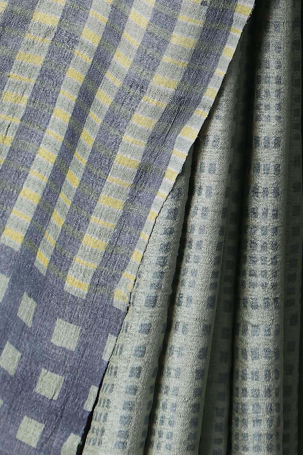 Grey Pure Tussar Silk Printed Saree image number null