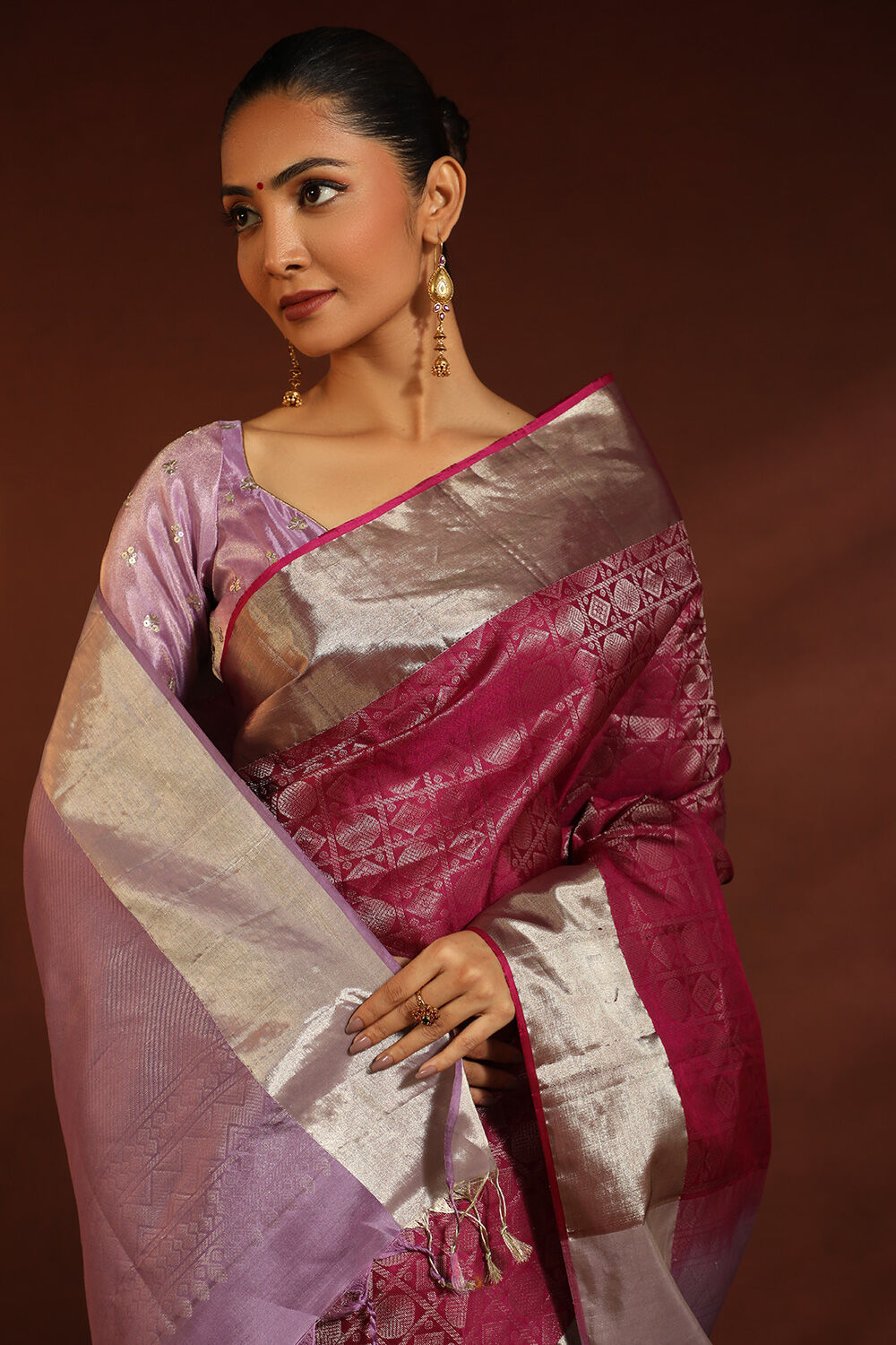 Pink South Pure Silk Woven Saree image number null
