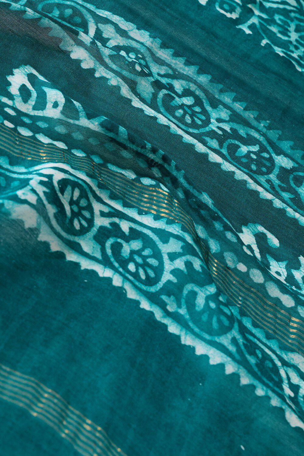 Green Ujjain Pure Silk Cotton Batik Saree image number null