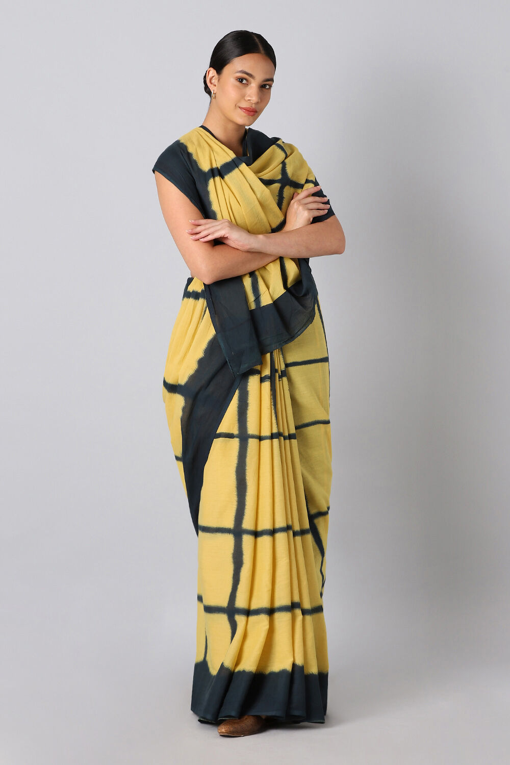 Yellow Pure Cotton Printed Saree image number null