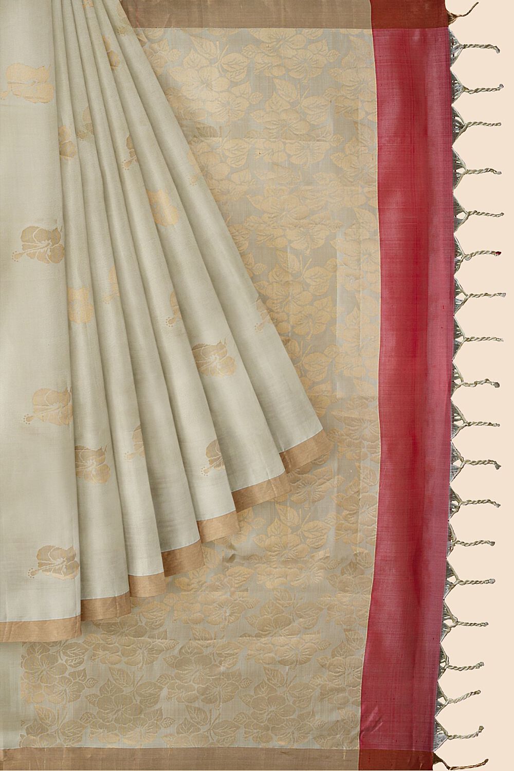 Off White Pure Soft Silk Saree image number null