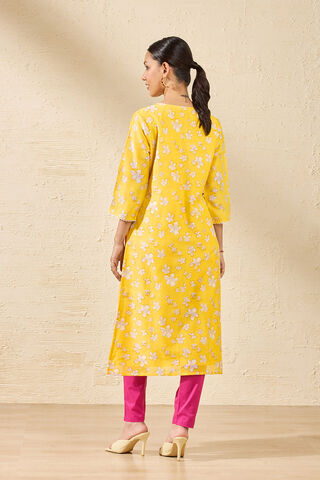 Light Yellow Sanganeri Block Printed Pure Silk Cotton Kurta thumbnail image number null