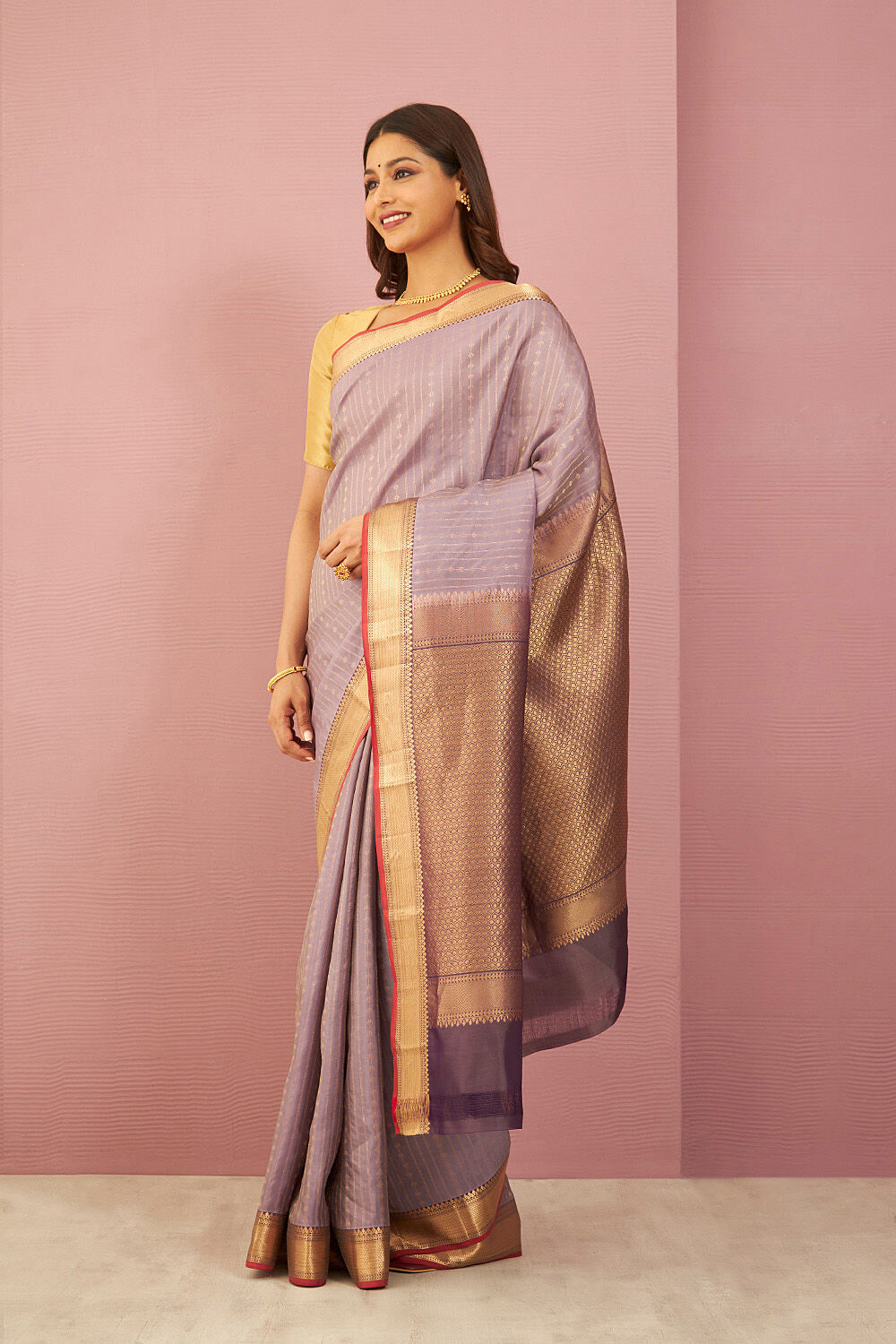 Violet Woven Silk Viscose Saree image number null