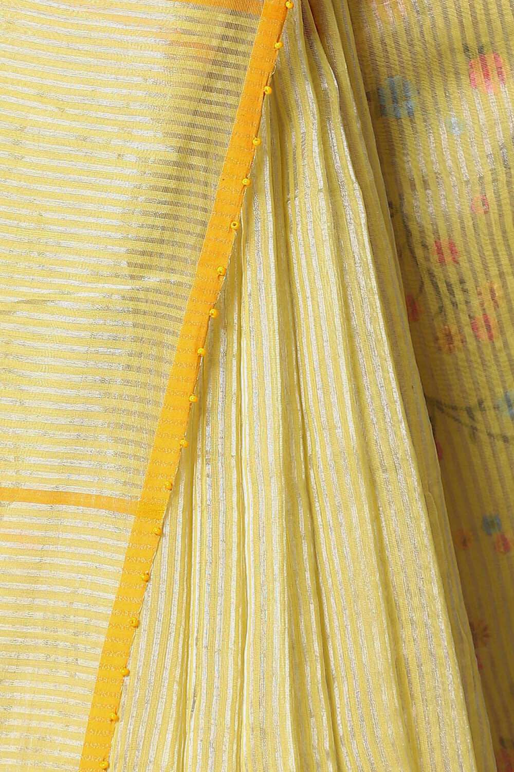 Yellow Pure Silk Cotton Embroidered Saree image number null