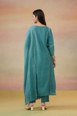 Dark Green Pure Silk Cotton Embroidered Kurta Set thumbnail image number null