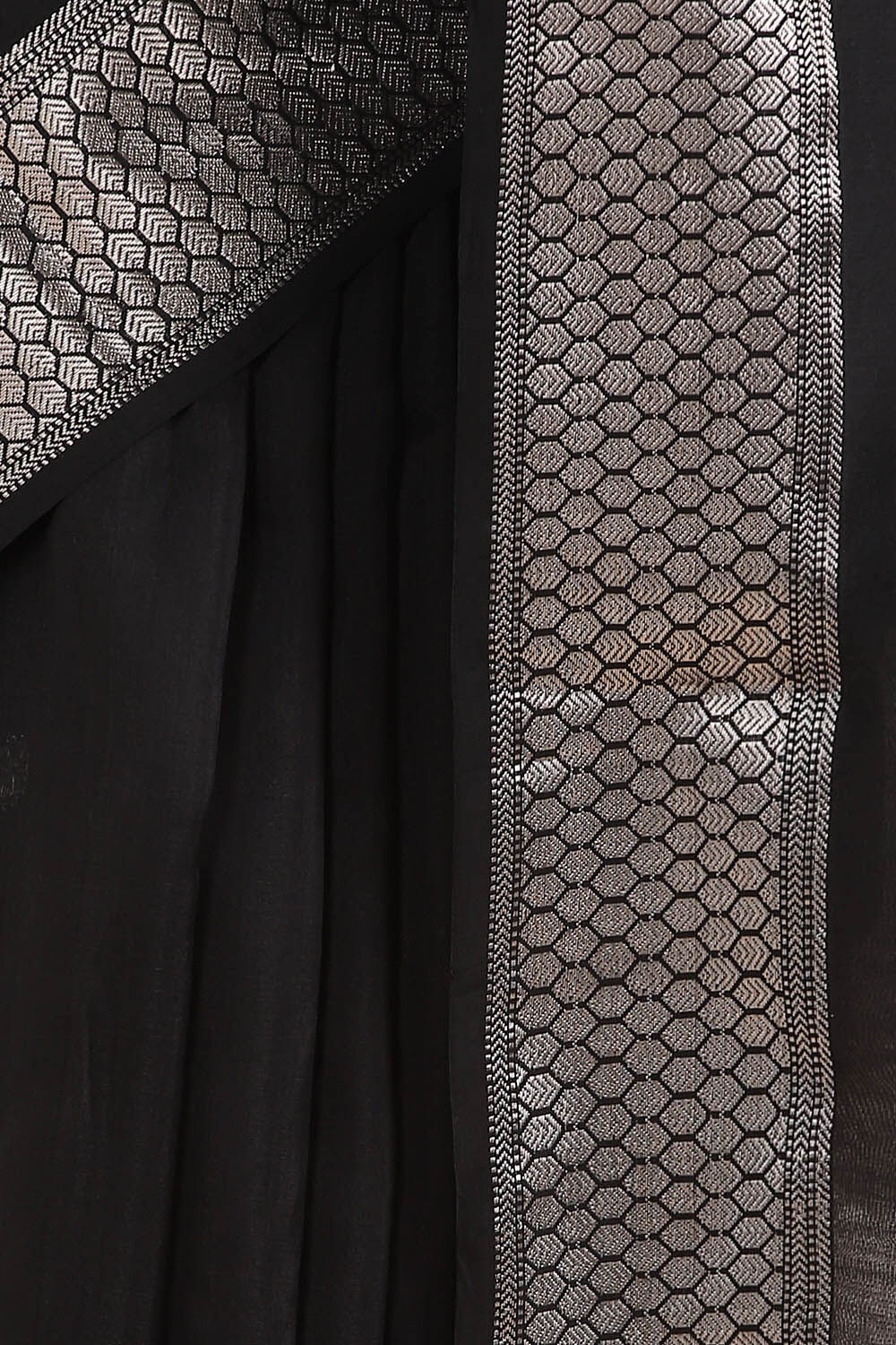 Black Pure Silk Cotton Maheswari Saree image number null