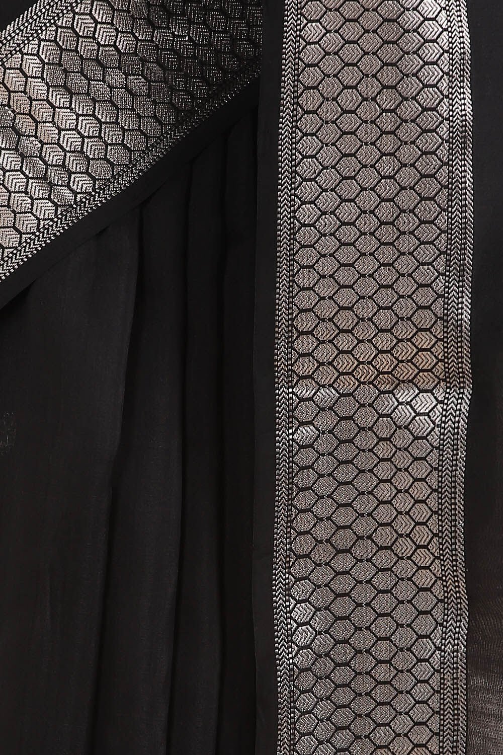 Black Pure Silk Cotton Maheswari Saree image number null