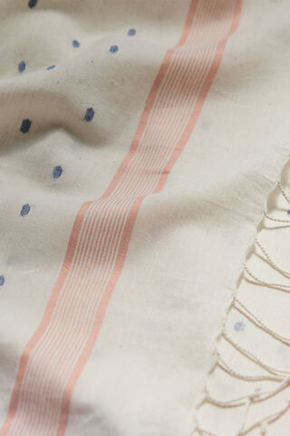 Off White Khadi Cotton Bengal Jamdani Saree thumbnail image number null