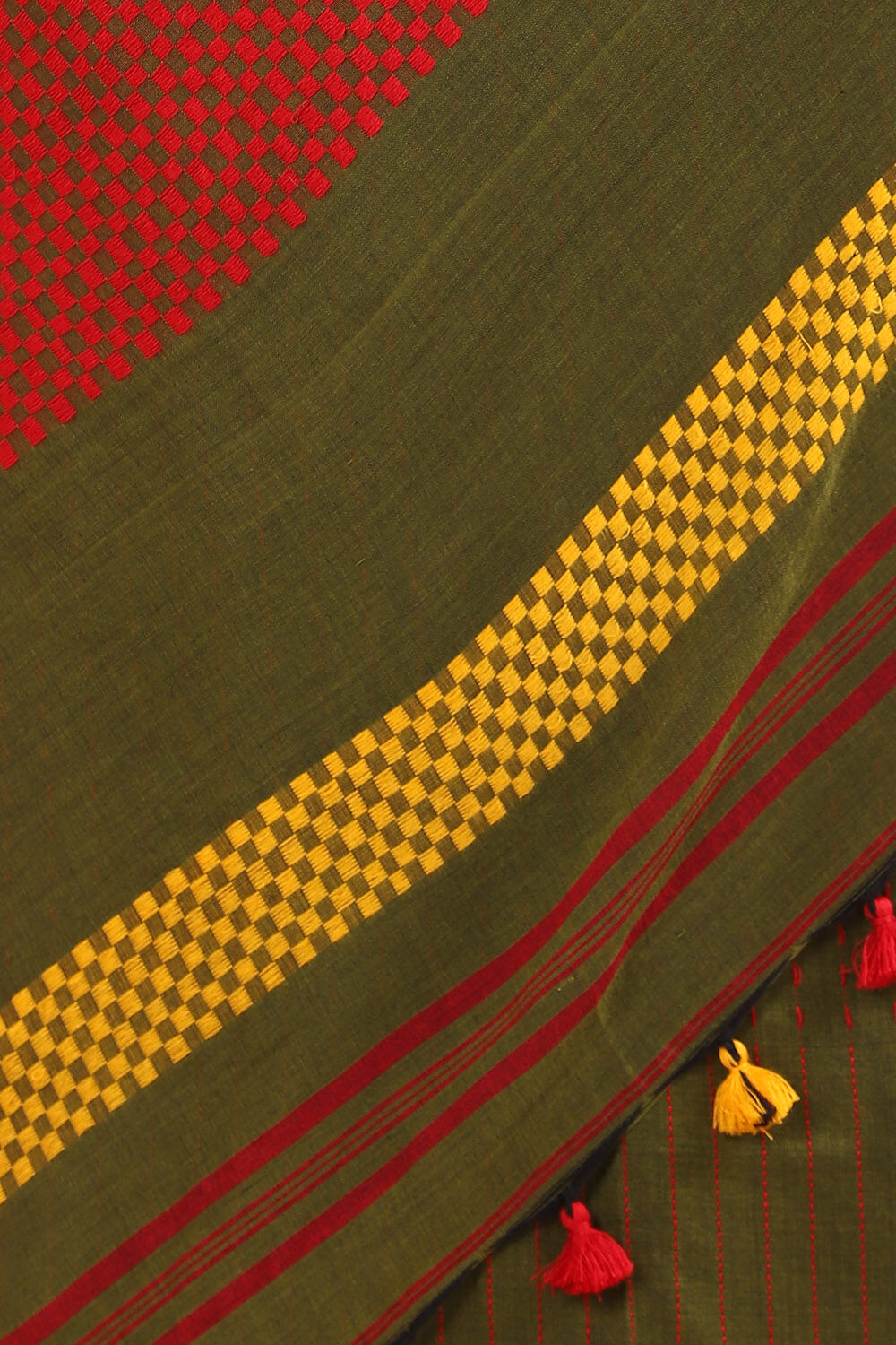 Green Pure Cotton Bengal Saree image number null