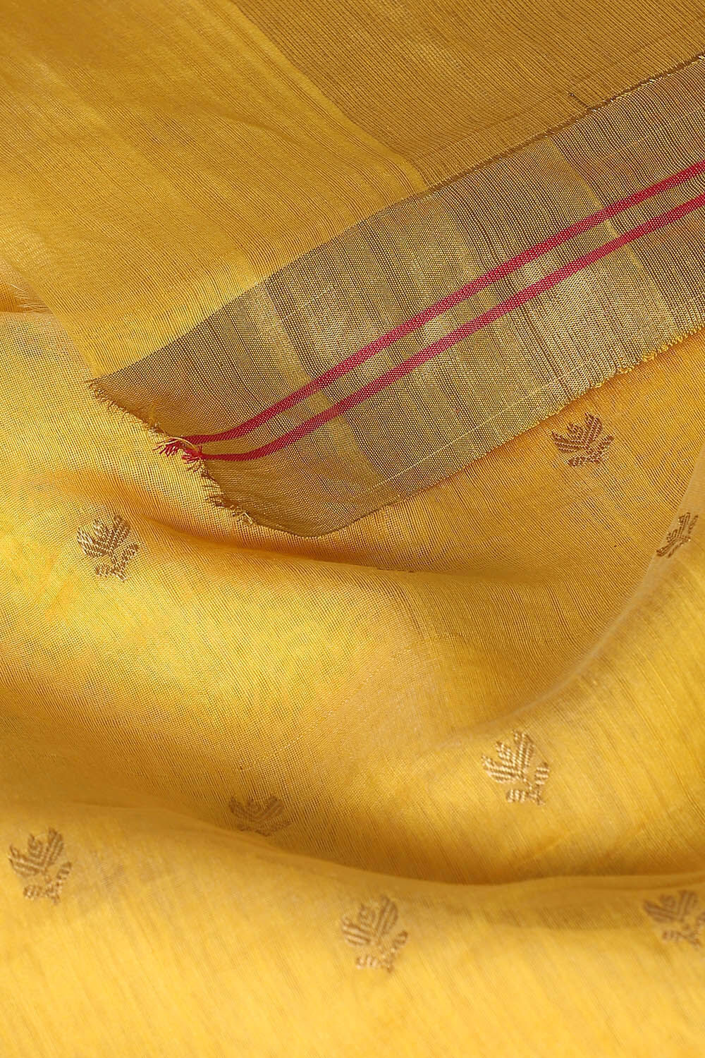Yellow Pure Silk Cotton Chanderi Saree image number null