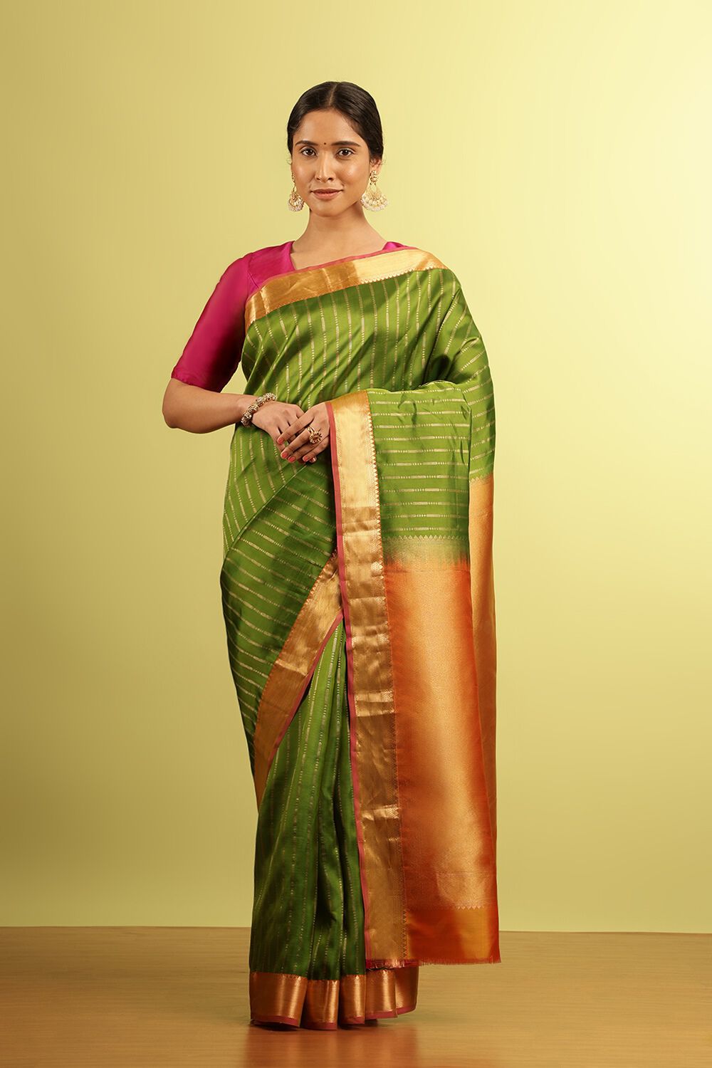 Green Woven Silk Viscose Saree image number null