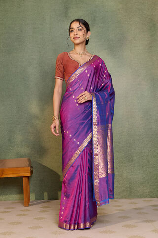 Purple Silk Viscose Cutwork Banarasi Inspired Design Saree thumbnail image number null