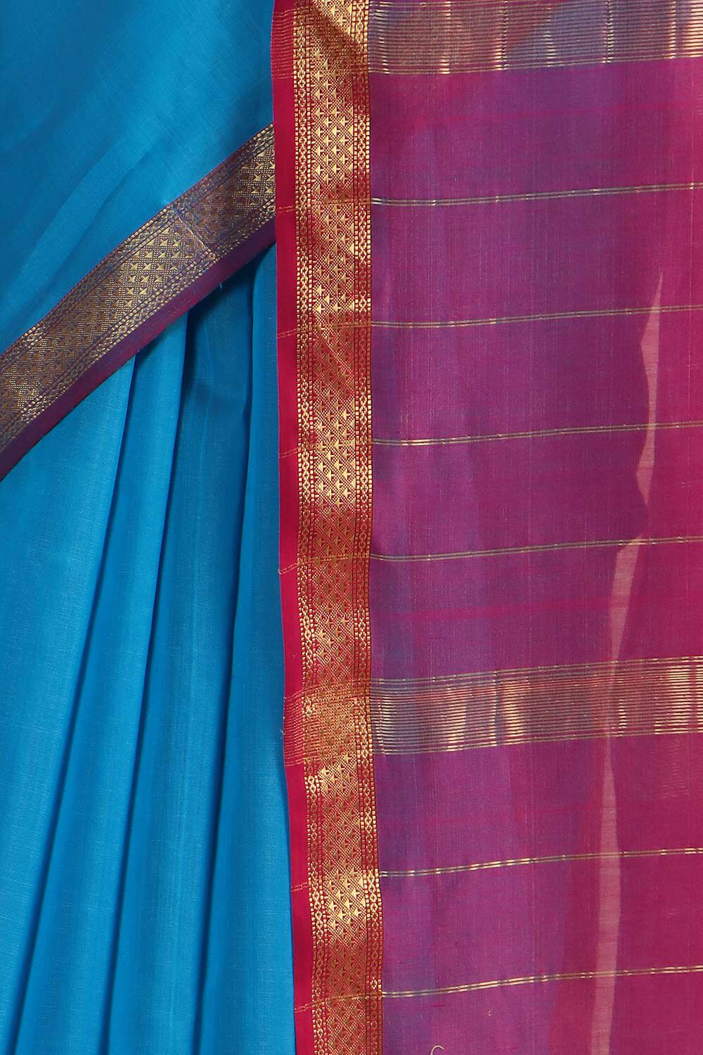 Blue Pure Silk Cotton Maheswari Saree image number null