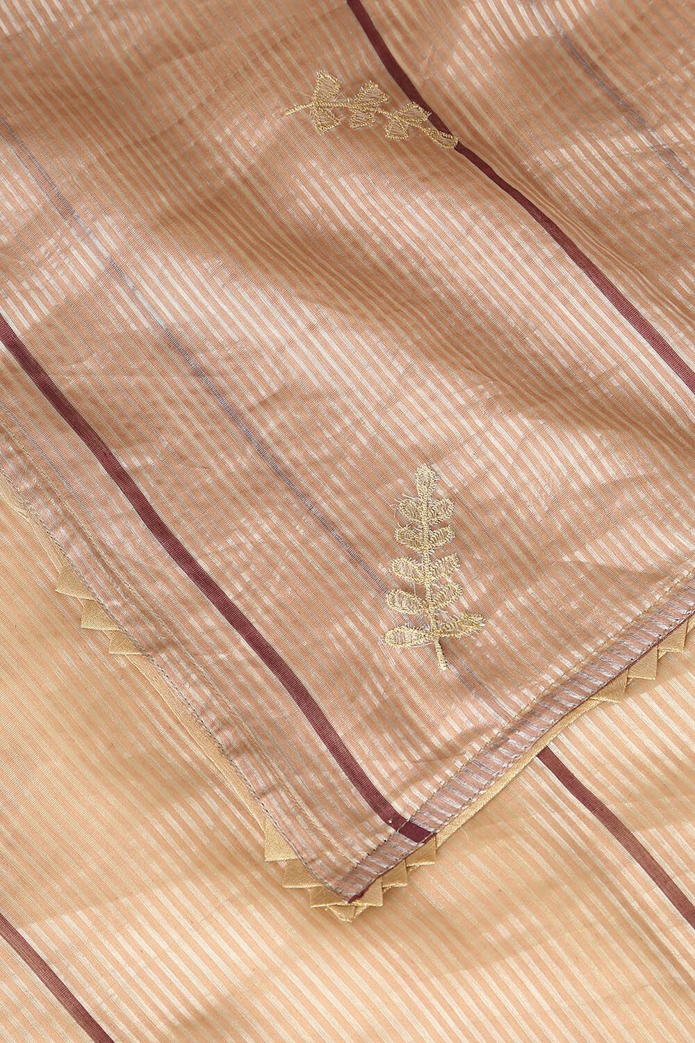 Brown Pure Tissue Silk Embroidered Saree image number null