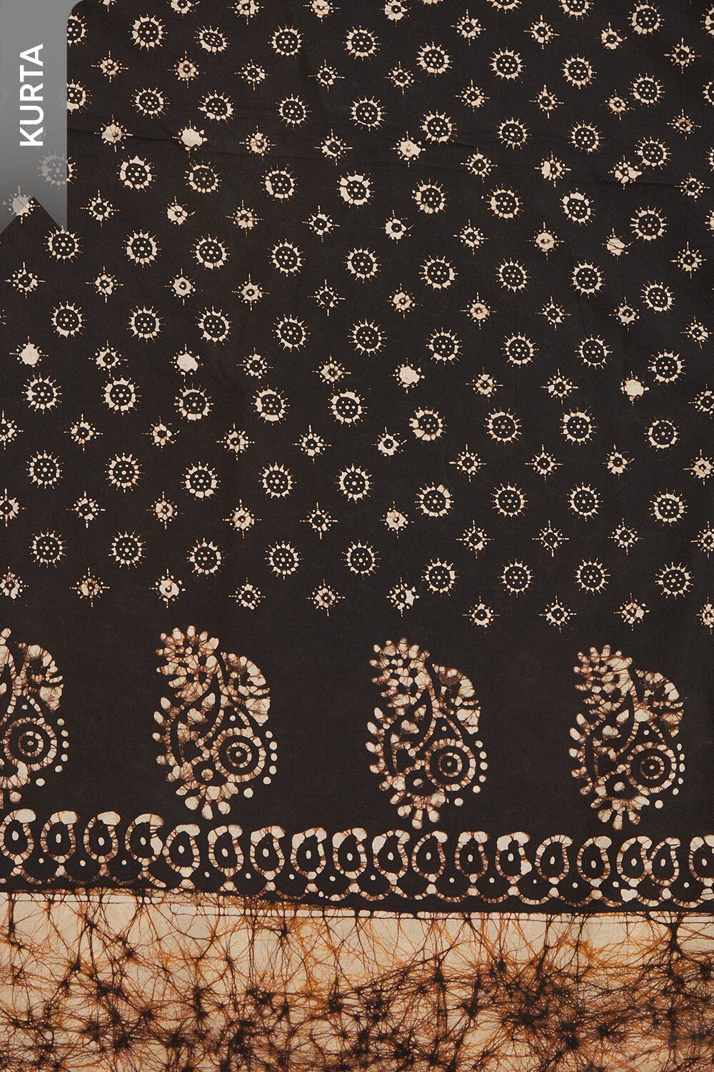 Black Pure Cotton Batik Unstitched Suit Set image number null