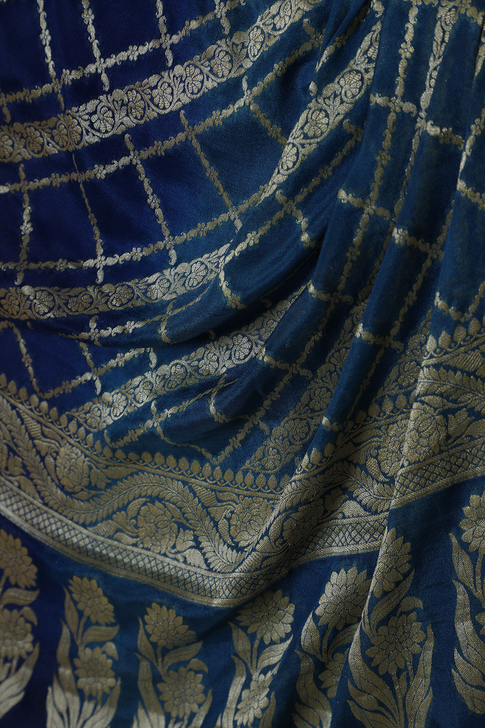Blue Pure Silk Georgette Cutwork Banarasi Saree image number null