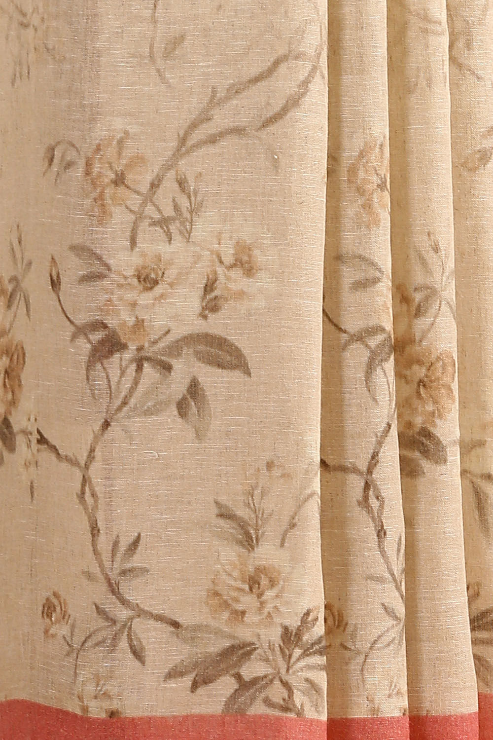 Beige Pure Linen Digital Printed Saree image number null