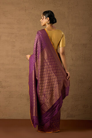 Violet Woven Pure Silk Crepe Saree thumbnail image number null