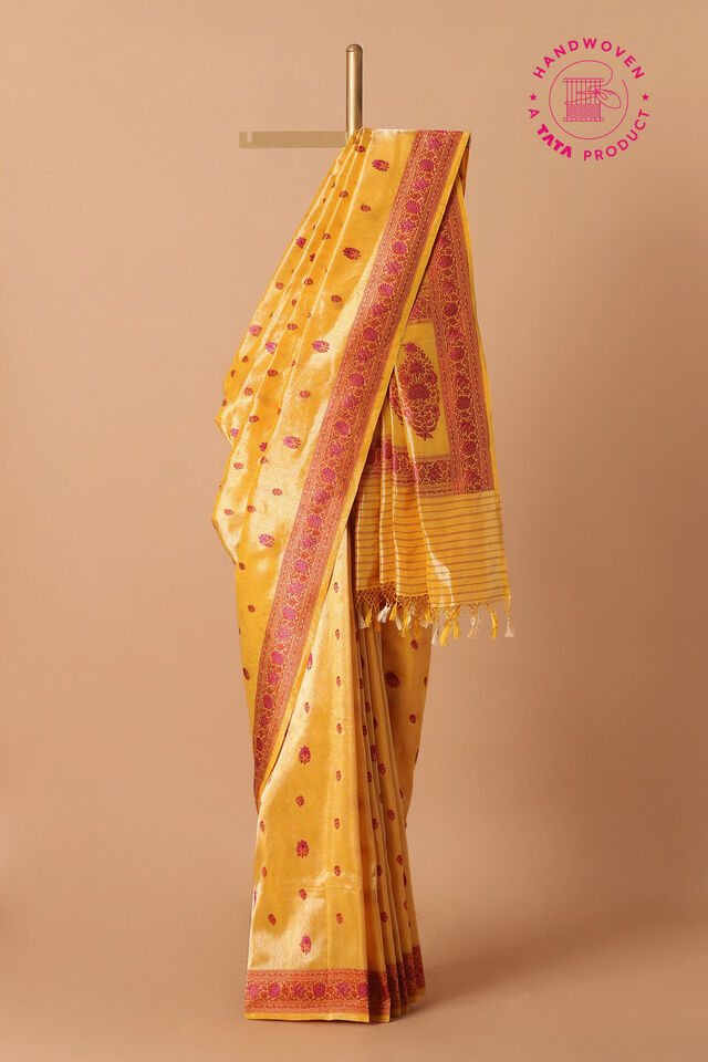 Yellow Pure Silk Banarasi Saree