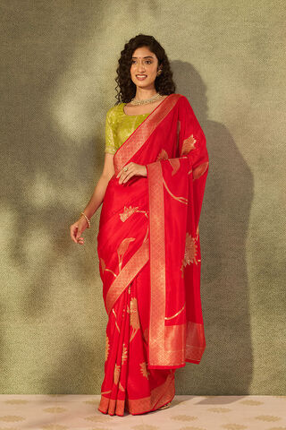 Red Pure Viscose Woven Saree thumbnail image number null