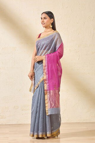 Grey Woven Pure Silk Cotton Chanderi Saree thumbnail image number null