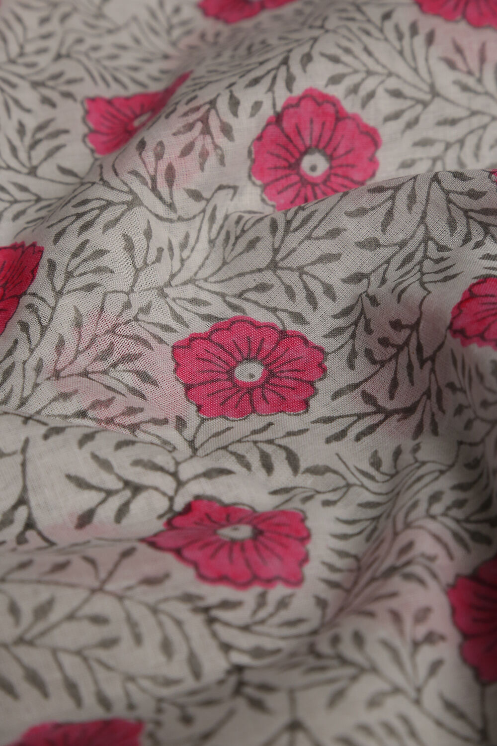 White and Pink Printed Pure Cotton Suit Set image number null