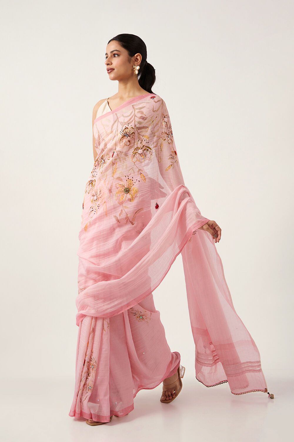 Light Pink Pure Silk Cotton Digital Printed Saree image number null