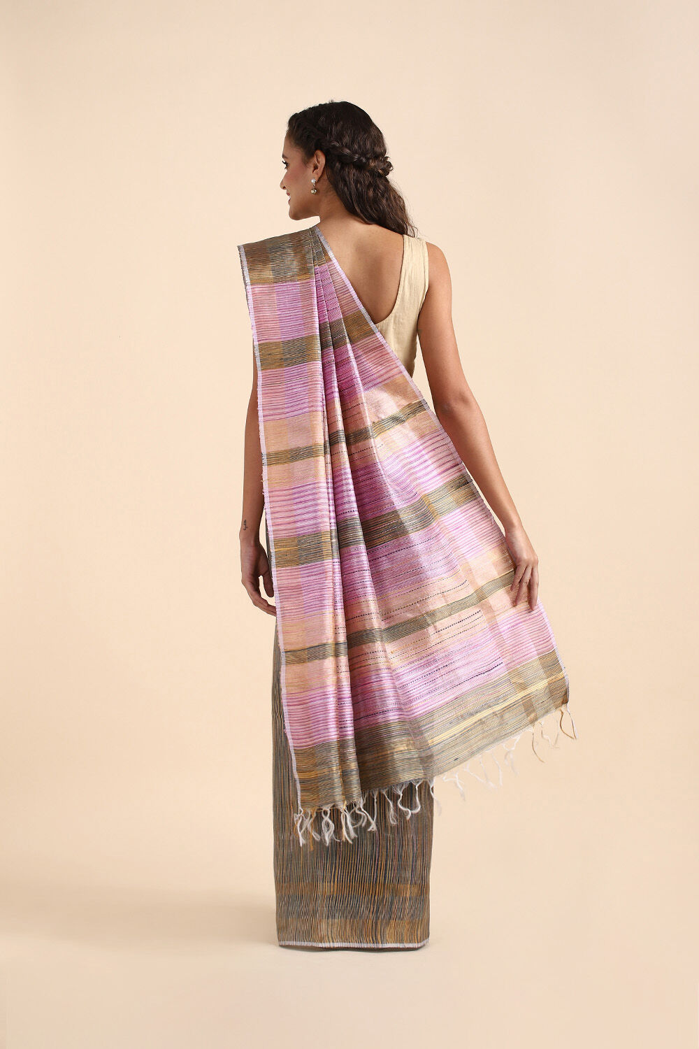 Grey Pure Tussar Silk Bhagalpuri Saree image number null