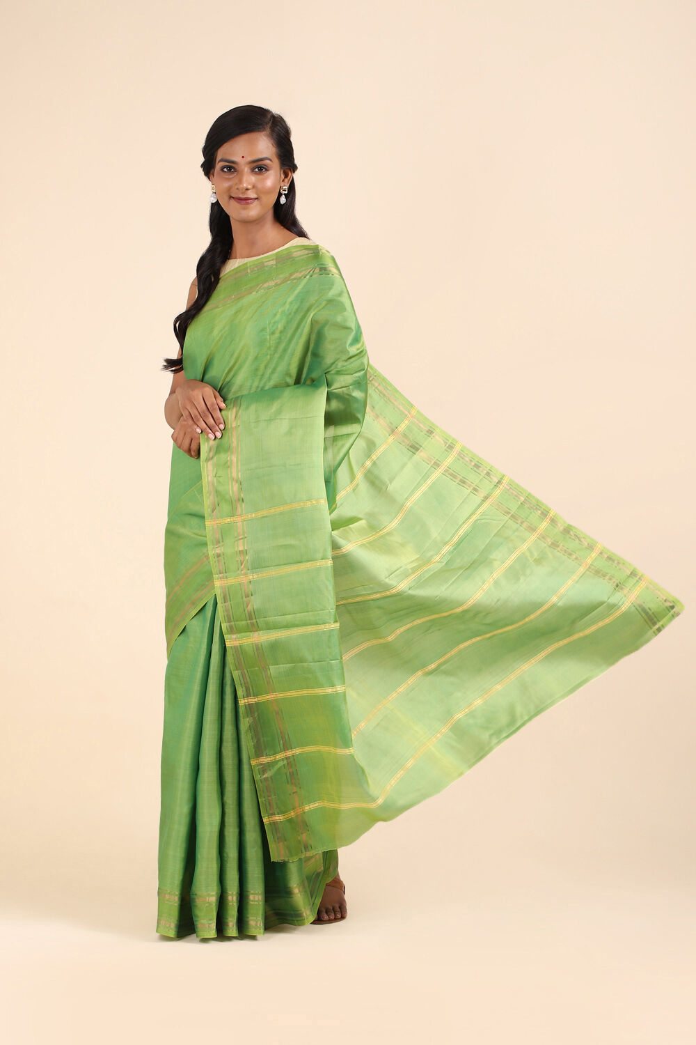 Light Green Pure Soft Silk Saree image number null