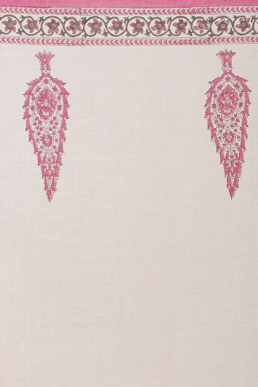 Light Pink Pure Khadi Cotton Sanganeri Hand Blockprinted Saree image number null